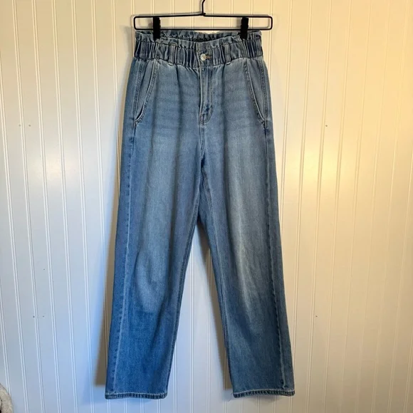 American Eagle High-Waist Straight Leg Paper Bag Denim Jean’s Women’s 4 Short - Picture 2 of 12